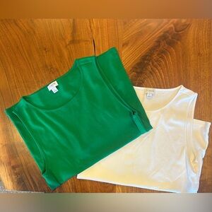 J. Crew Tank Top Bundle - Green and White Tank Tops - 100% Cotton - Size Large